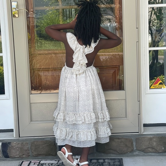 Charming Cream Ruffle Dress - Picture 1 of 7